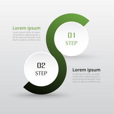 Step by step infographic. Template with 2 numbers can be used for workflow layout, diagram, chart, number options, web design, business presentation, trainings. clipart
