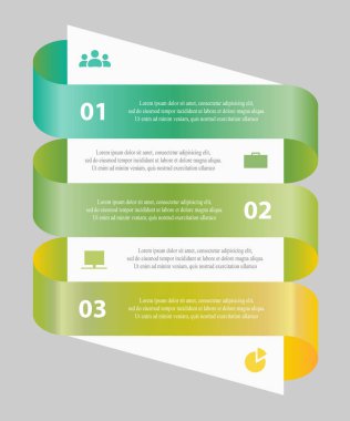Diyagramı, grafik, sunum ve grafik şablonu. İş kavramı 3 seçenekleri, parçalar, adımları veya işlemleri ile