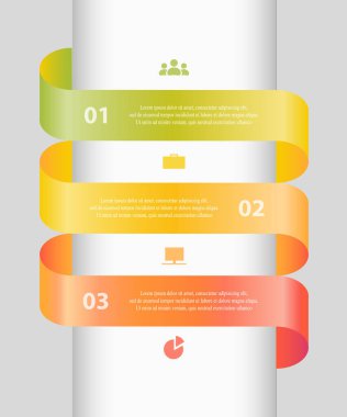 Diyagramı, grafik, sunum ve grafik şablonu. İş kavramı 3 seçenekleri, parçalar, adımları veya işlemleri ile