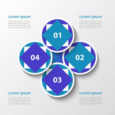 Başarı için dört adımlı soyut bilgi şablonu. Broşür, diyagram, iş akışı ve web tasarımı için dört seçeneğe sahip iş çemberi şablonu.