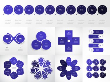 2, 3, 4, 5, 6, 7, 8, 9 ve 10 seçenekli yaratıcı bilgi şablonları kümesi.