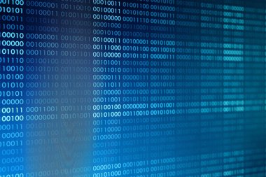 mavi ikili kod. ikili veri blokları. Blockchain kavramı. bir numara ve sıfır metin bilgisayar dijital ikili kod ile mavi arka plan bit.