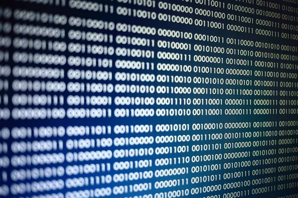 mavi ikili kod. ikili veri blokları. Blockchain kavramı. bir numara ve sıfır metin bilgisayar dijital ikili kod ile mavi arka plan bit.