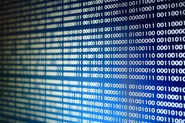 코드입니다 데이터의 블록입니다 Blockchain 개념입니다 컴퓨터 디지털 텍스트 파란색 — 스톡 사진
