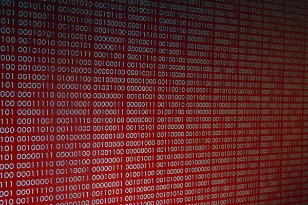 Piros Bináris Kód Számítógépes Informatikai Háttér Piros Bináris Kód Számítógépes — Stock Fotó