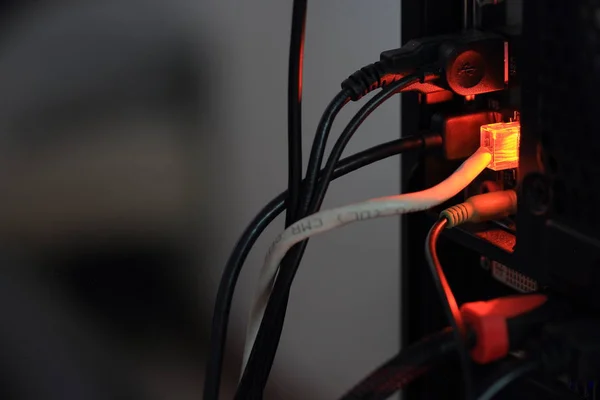 Ordinateur Face Arrière Internet Lan Port Câble Hdmi Vga Avec — Photo