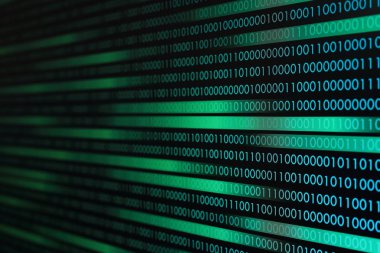 akan veri aktarımı. veri hareket hareket arka plan. Yeşil Mavi Dijital ikili kod biraz hareketli yan yol