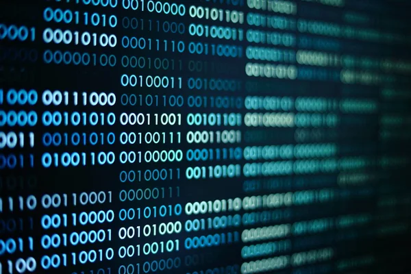 코드입니다 데이터의 블록입니다 Blockchain 개념입니다 컴퓨터 디지털 텍스트 파란색 — 스톡 사진