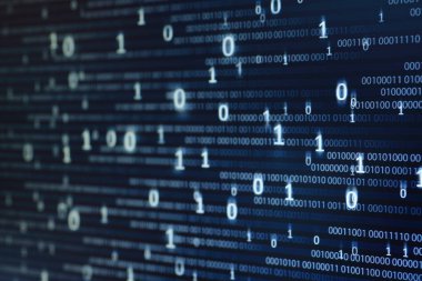 Bilgisayar ile ikili şifre arka planda hareketli ekran göster. Matris kod tarzda yukarıdan aşağıya doğru ekranın altındaki hareket hareketli metin.