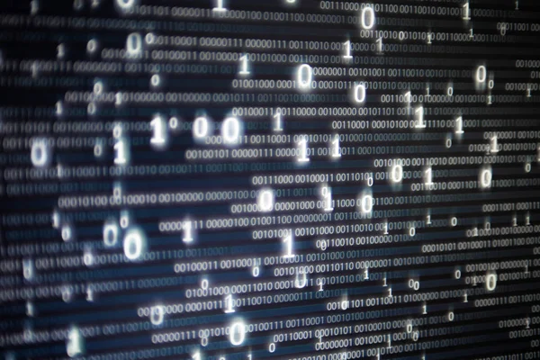 Obraz Abstraktní Velká Data Počítač Zobrazí Obrazovka Binární Kód Pohybující — Stock fotografie