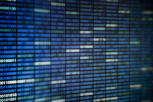 Gran Sobrecarga Datos Blockchain Fondo Código Datos Binario Azul Para — Foto de Stock