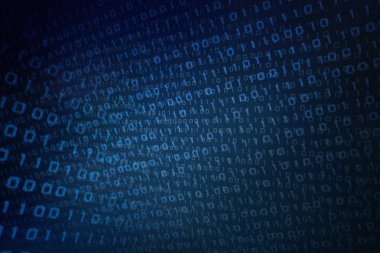 Çift Pozlama görüntü mavi ikili kod veri üstten tüm yön aşağı doğru hareket kare sağa yaptı. veri aşırı teknoloji ve internet genel bağlantı kavramları.