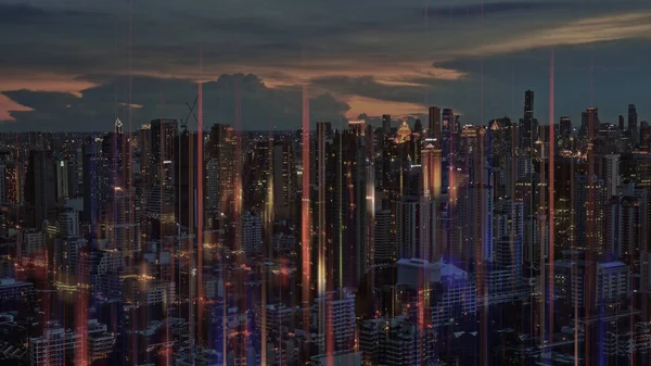 Cidade Inteligente Metrópole Moderna Conectada Por Big Data Internet Comunicação — Fotografia de Stock