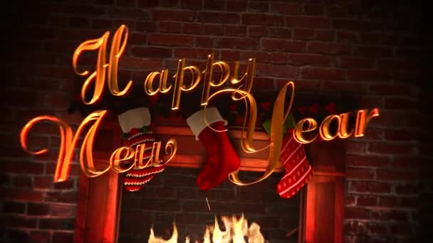 Animated Closeup Fireplace Gifts Christmas Socks Happy New Year