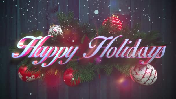 Animated Closeup Happy Holidays Text White Snowflakes Green Christmas  Branches — Stock Video © GoldLeo #226404046