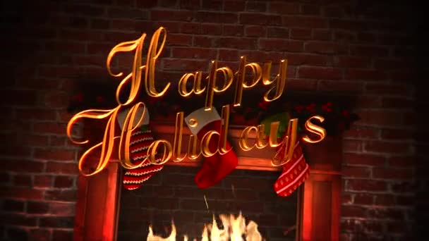 Animated Closeup Fireplace Gifts Christmas Socks Happy Holidays