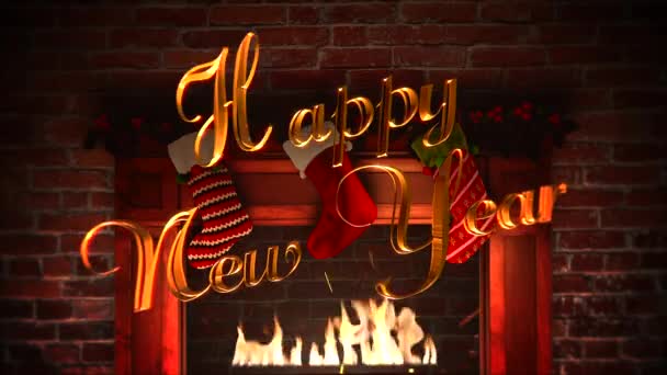 Animated Closeup Fireplace Gifts Christmas Socks Happy New Year