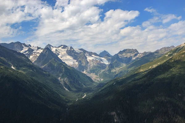 Panorama of mountains scene with dramatic blue sky in national p