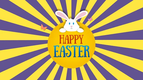 Animated closeup Happy Easter text and egg on vertigo background