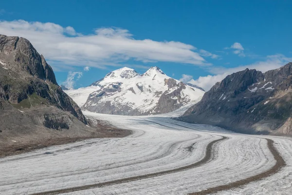 Panorama of mountains scene, walk through the great Aletsch Glac