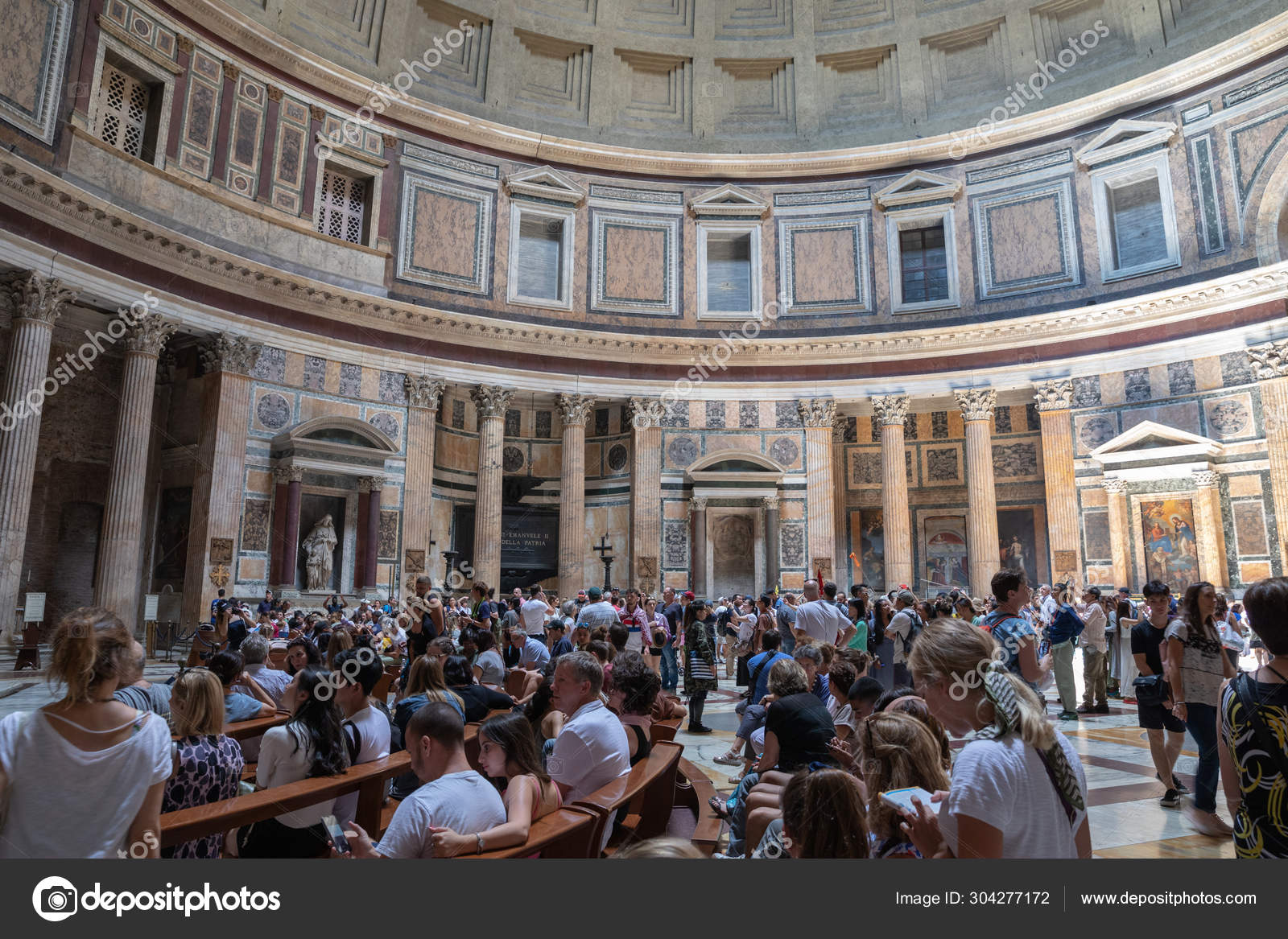 Panoramic View Of Interior Of The Pantheon Temple Of All