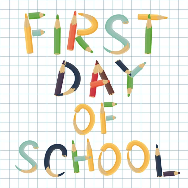 Okul konseptinin ilk günü. Vektör düz stok çizimi