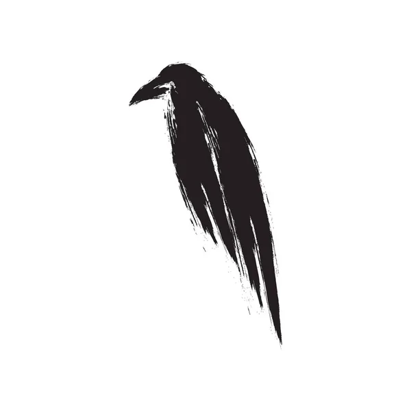 Corvo Negro Ilustração Desenhada Mão — Vetor de Stock