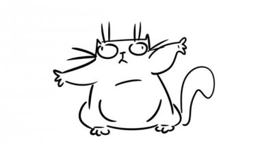 Komik karikatür kedi karakteri. Kare kare animasyon el çekilmiş.