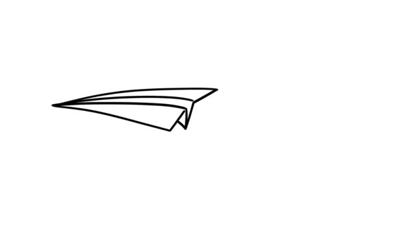 Avión Papel Vuela Dibujado Mano Cuadro Por Cuadro Animación Dibujos — Vídeo de stock