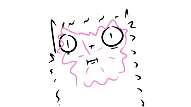 Tecknad Katt Chawing Bubble Gum Och Burst — Stockvideo