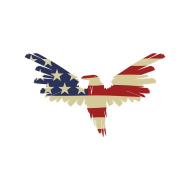 Amerikan bayrağındaki kuş. Amerikan kartalı işareti logosu.
