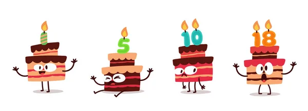   Farklı duyguları ve mumları olan şirin çizgi film karakterleri. Vektör illüstrasyonu beyazda izole edildi.