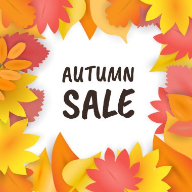 Kağıdı sonbahar yaprakları vektör beyaz arka plan üzerinde kesin.