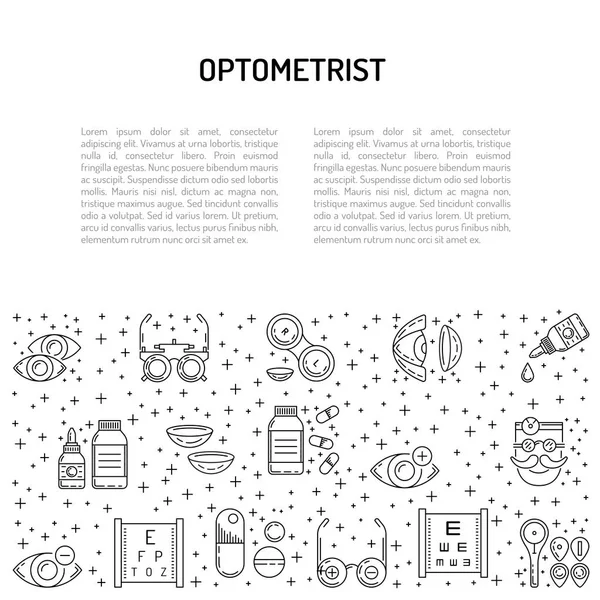 Afiş anahat stili Oftalmoloji konusu — Stok Vektör