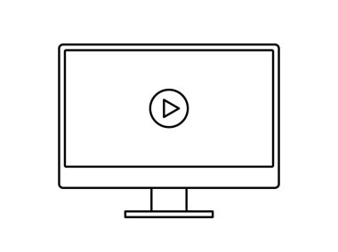monitör vektör çizim simgesine video/müzik çalar