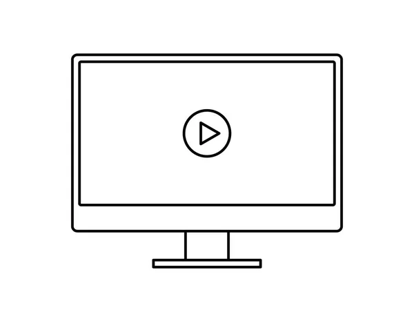 Videó lejátszó ikonra, a monitoron vektoros illusztráció — Stock Vector