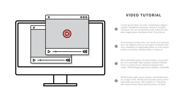 Video öğretici online eğitim businessconcept şablon web afiş — Stok Vektör