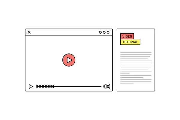 Tutoriel vidéo modèle de concept d'entreprise d'éducation en ligne bannière Web — Image vectorielle