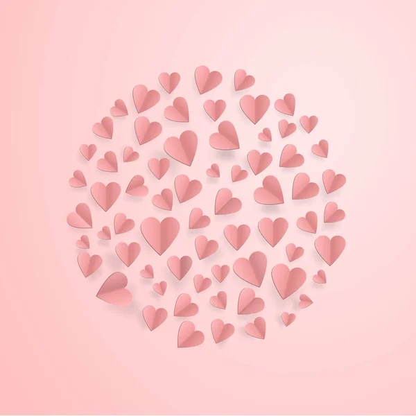 Hearts on abstract love background with paper cut hearts — Stock Vector