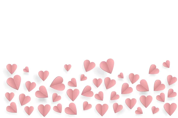 Hearts on abstract love background with paper cut hearts — Stock Vector