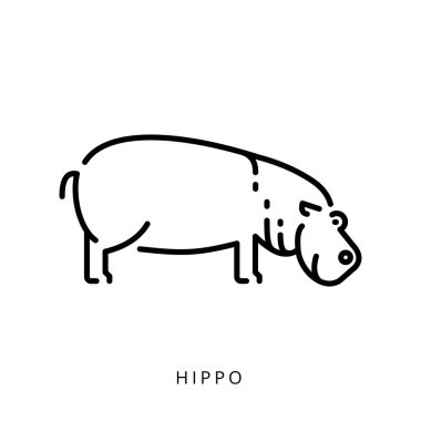 Logo Afrika hayvan illüstrasyon izole çizim vektör anahat su aygırı