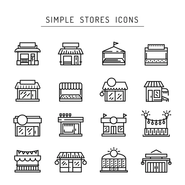 Comercio tienda frente contorno vector icono plano — Archivo Imágenes Vectoriales