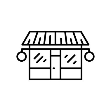 Dükkanı açık bakkal simgesi anahat vektör günlüğü
