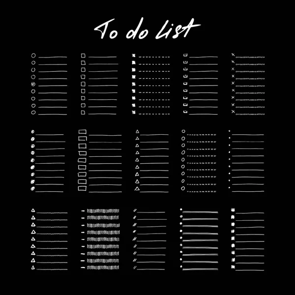 Set to do lists page vector templates with markers doodle elements — Stock Vector