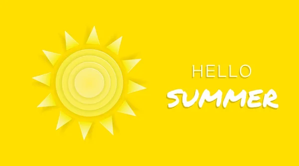 Sammer tid gul bakgrund banner med text Hello Summer — Stock vektor