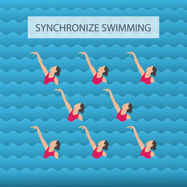 Woman athlete on the performance of synchronized swimming — 스톡 벡터