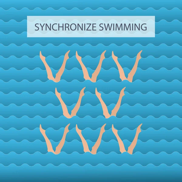 Athlète femme sur la performance de la natation synchronisée — Image vectorielle