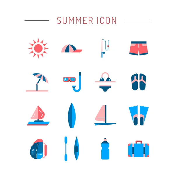 여름 휴가 및 여행을위한 아이콘 세트 — 스톡 벡터