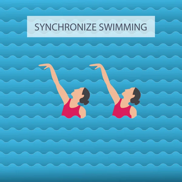 Woman athlete on the performance of synchronized swimming — 스톡 벡터