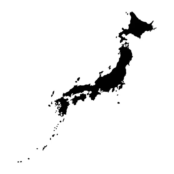 Mappa vettoriale nera silhouette del Giappone insieme alle isole — Vettoriale Stock